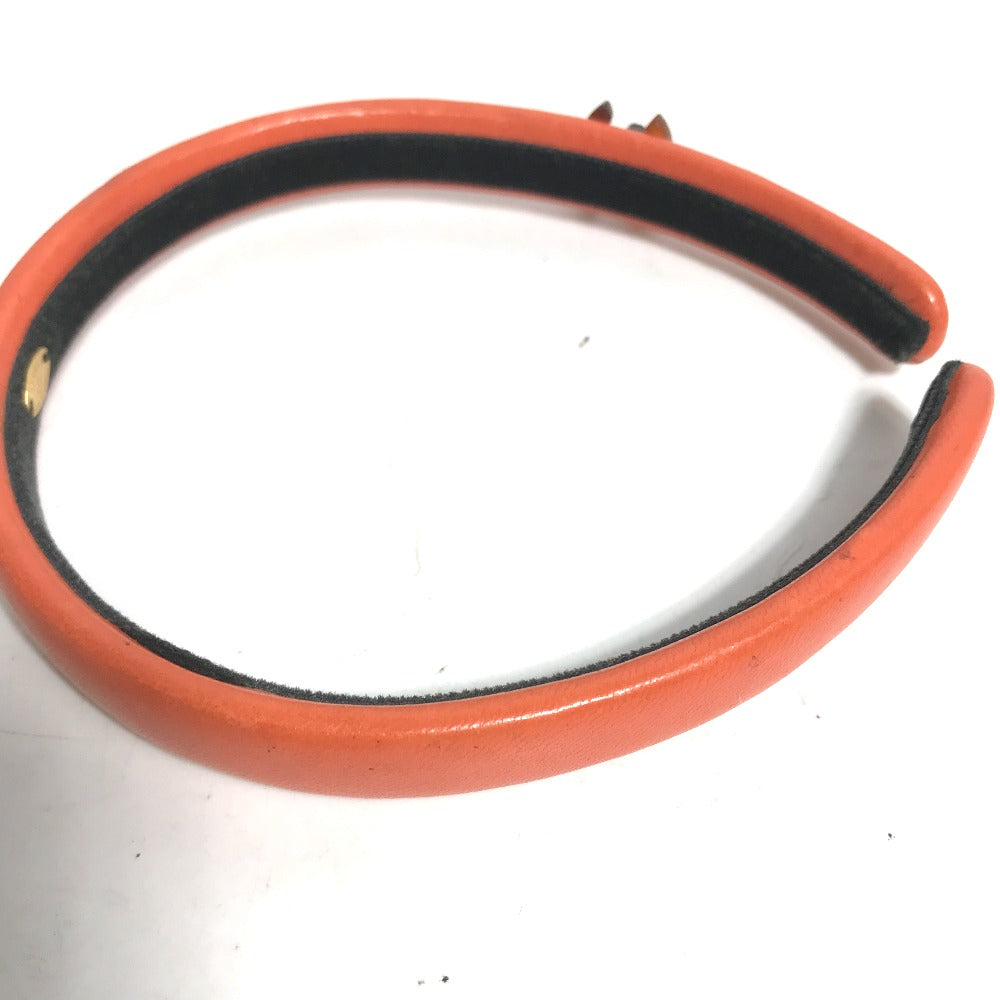 CHANEL hair accessory leather Orange Headband Hairband CC COCO Mark Women Used Authentic