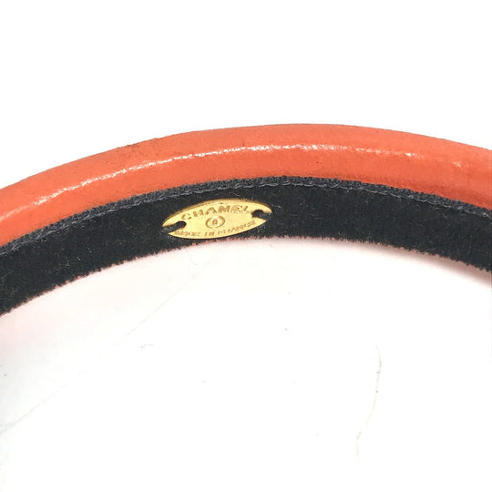 CHANEL hair accessory leather Orange Headband Hairband CC COCO Mark Women Used Authentic