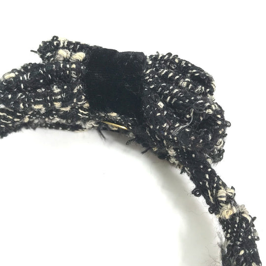CHANEL hair accessory tweed black Ribbon Ribon Women Used Authentic