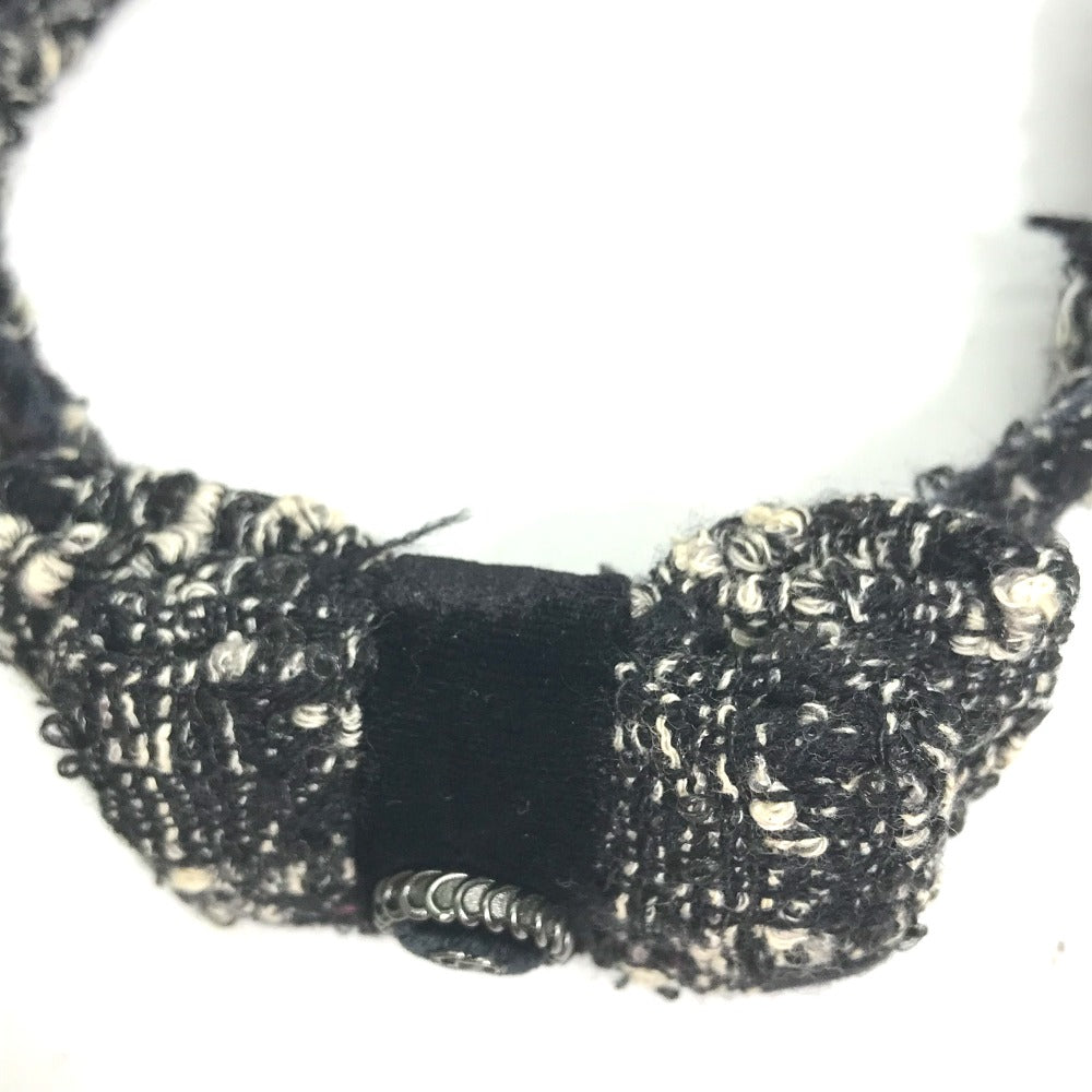 CHANEL hair accessory tweed black Ribbon Ribon Women Used Authentic