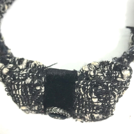 CHANEL hair accessory tweed black Ribbon Ribon Women Used Authentic