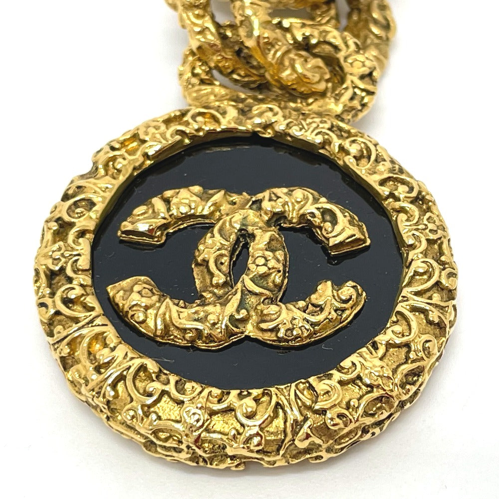 CHANEL Key ring brass Gold x Black COCO Mark vintage Women Used Authentic
