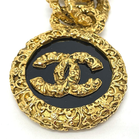 CHANEL Key ring brass Gold x Black COCO Mark vintage Women Used Authentic