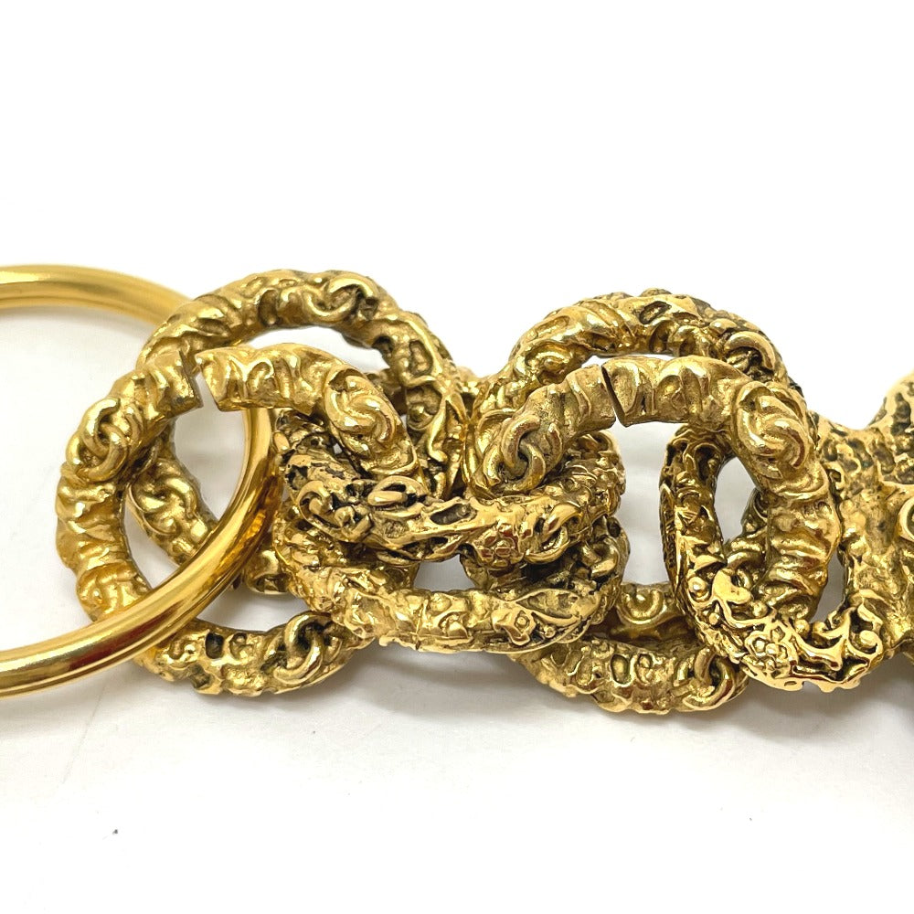 CHANEL Key ring brass Gold x Black COCO Mark vintage Women Used Authentic