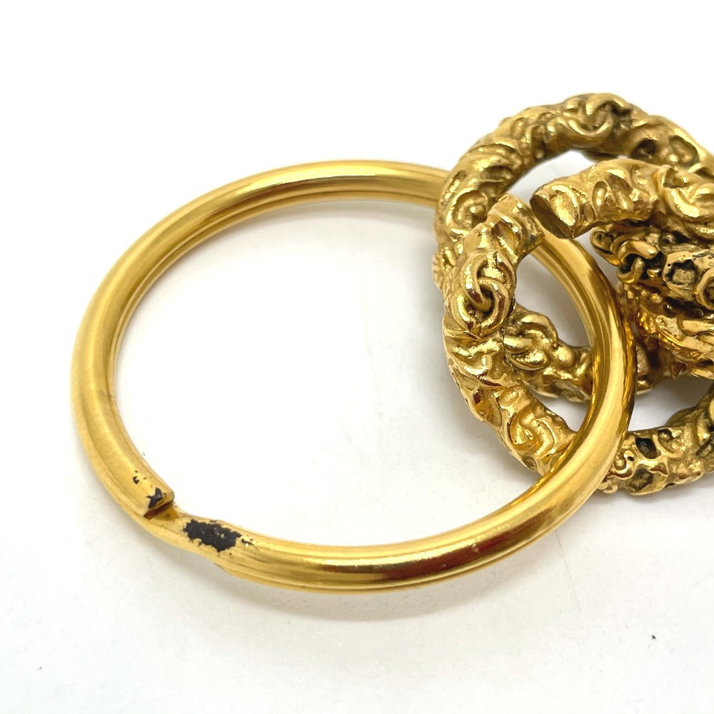 CHANEL Key ring brass Gold x Black COCO Mark vintage Women Used Authentic