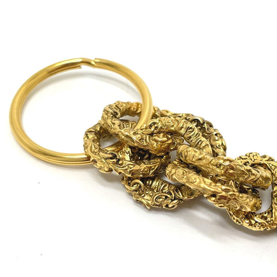CHANEL Key ring brass Gold x Black COCO Mark vintage Women Used Authentic