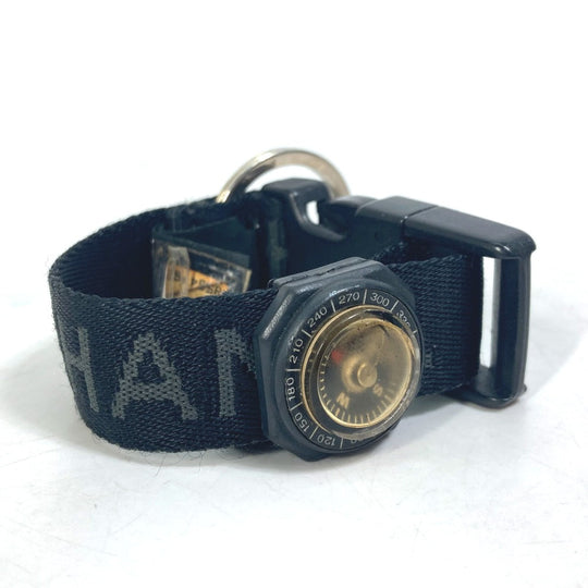 CHANEL Key ring Nylon canvas black sportssports CC COCO Mark with compass Women Used Authentic