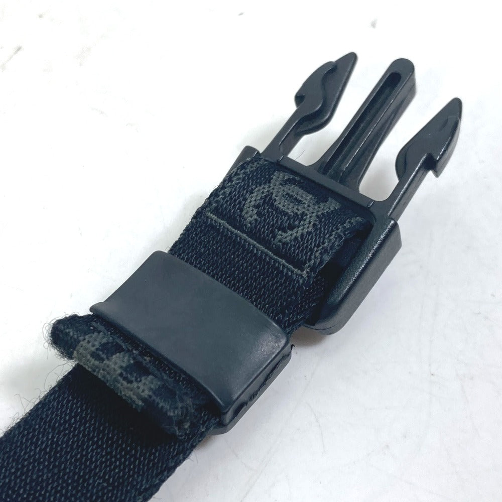 CHANEL Key ring Nylon canvas black sportssports CC COCO Mark with compass Women Used Authentic