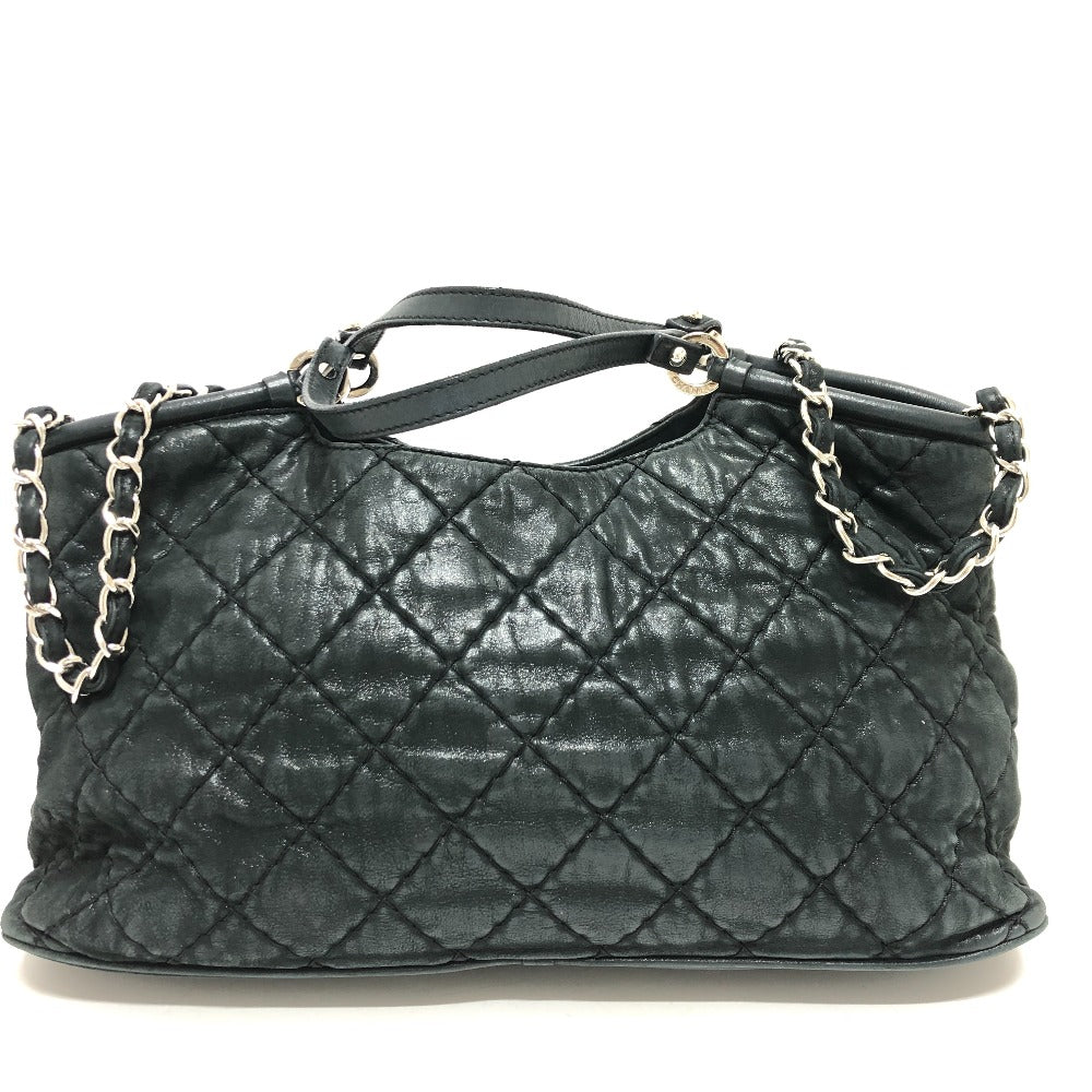 CHANEL Handbag leather black Matrasse Wild stitch Women Used Authentic