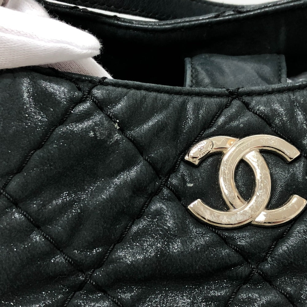 CHANEL Handbag leather black Matrasse Wild stitch Women Used Authentic