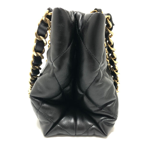 CHANEL Shoulder Bag AS3502 lambskin black COCO Mark CC Matelasse small shopping bag Women Used Authentic