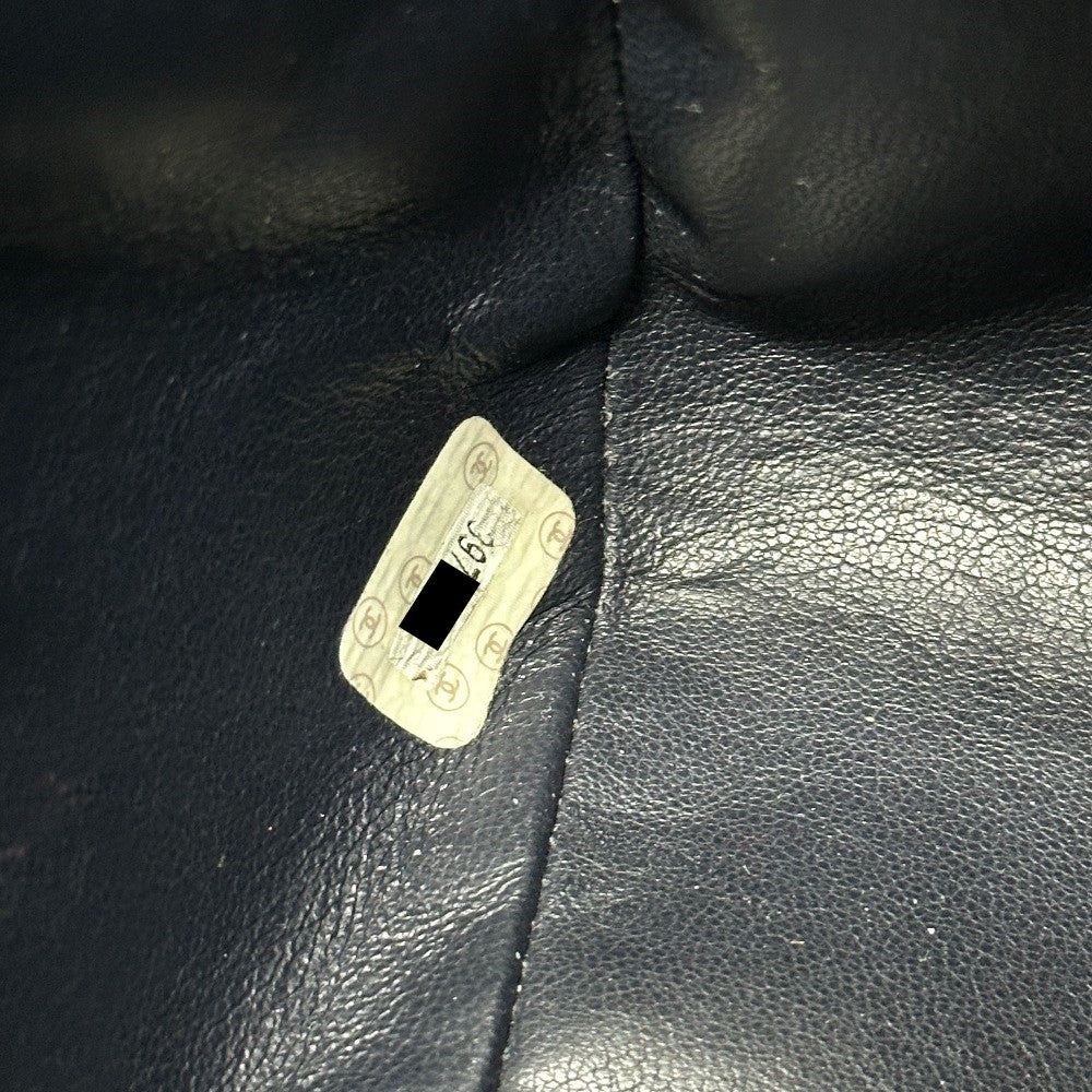 CHANEL Tote Bag lambskin Navy Quilting vintage WChain CC Matelasse COCO Mark Women Used Authentic
