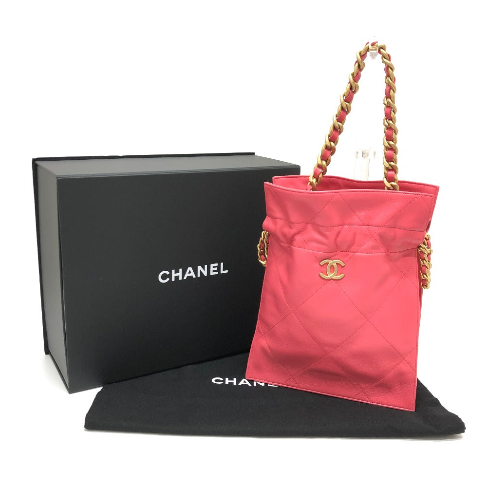 CHANEL Handbag lambskin pink COCO Mark Matelasse Quilting Women Used Authentic