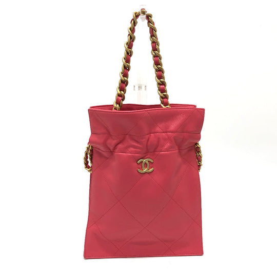 CHANEL Handbag lambskin pink COCO Mark Matelasse Quilting Women Used Authentic
