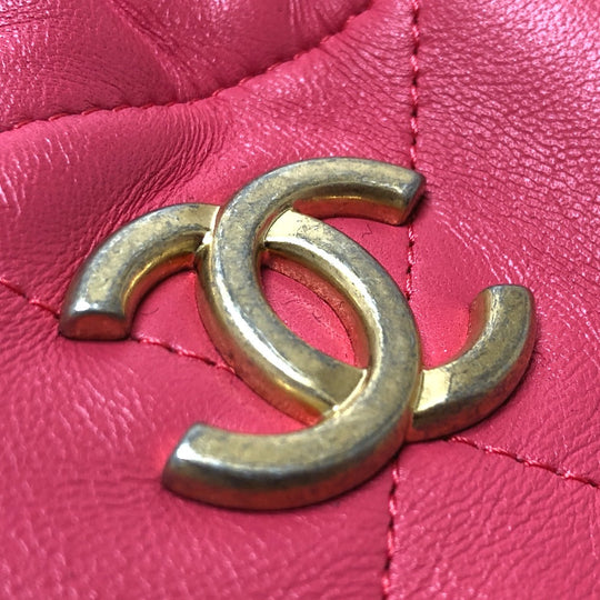 CHANEL Handbag lambskin pink COCO Mark Matelasse Quilting Women Used Authentic