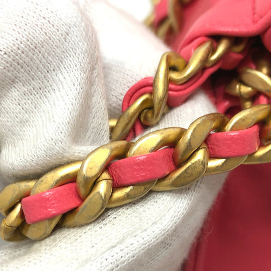 CHANEL Handbag lambskin pink COCO Mark Matelasse Quilting Women Used Authentic