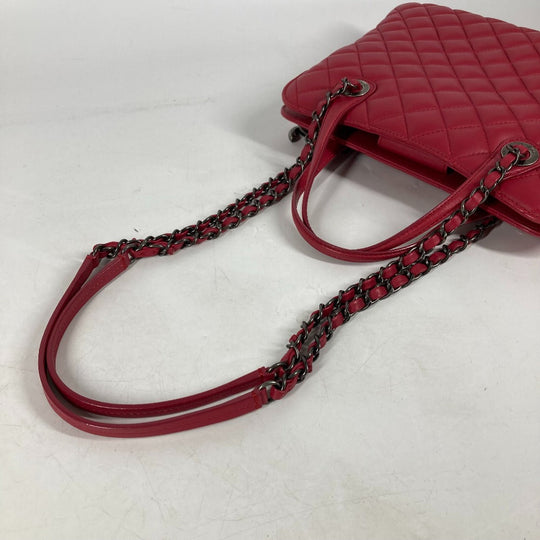 CHANEL Tote Bag lambskin pink Handbag Shoulder Bag CC COCO Mark Matelasse Quilting