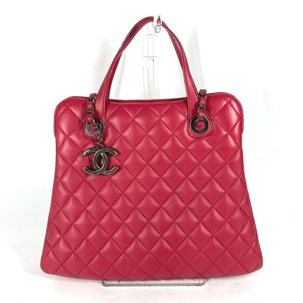 CHANEL Tote Bag lambskin pink Handbag Shoulder Bag CC COCO Mark Matelasse Quilting