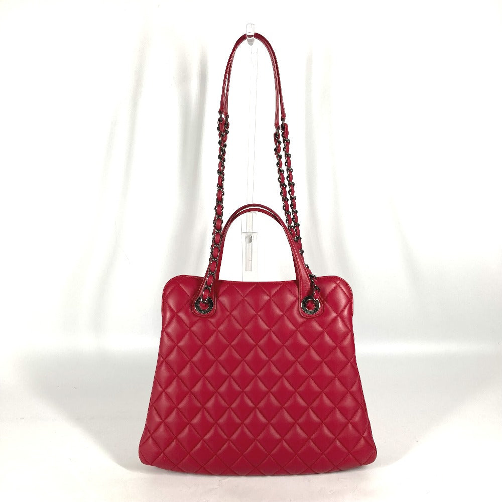 CHANEL Tote Bag lambskin pink Handbag Shoulder Bag CC COCO Mark Matelasse Quilting