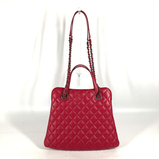 CHANEL Tote Bag lambskin pink Handbag Shoulder Bag CC COCO Mark Matelasse Quilting