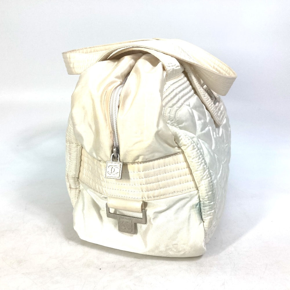 CHANEL Boston Duffel bag A29853 Nylon white Sports CC COCO Mark Quilting Women Used Authentic