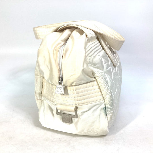 CHANEL Boston Duffel bag A29853 Nylon white Sports CC COCO Mark Quilting Women Used Authentic