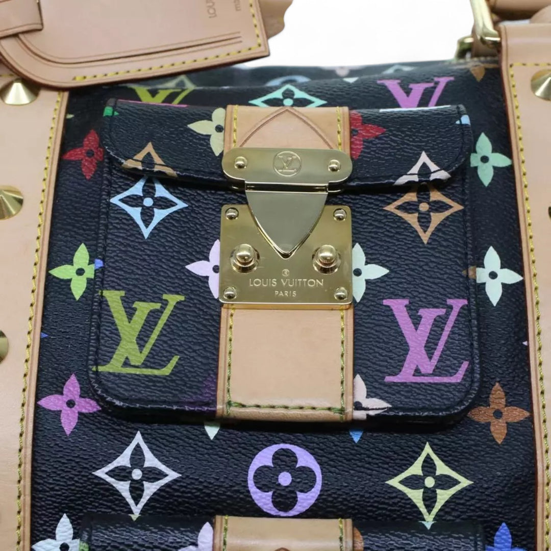 Louis Vuitton Monogram Multicolor Keepall 45 Boston Bag Black Women's Handbag with Dust Bag and Keys