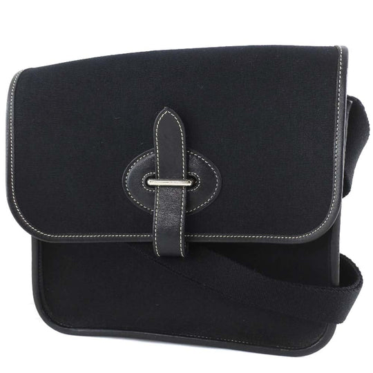 HERMES Shoulder Bag canvas black Buenaben Women Used Authentic