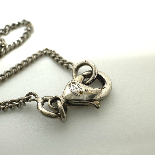 CHANEL Necklace metal white B10V COCO Mark rhinestone Women Used Authentic