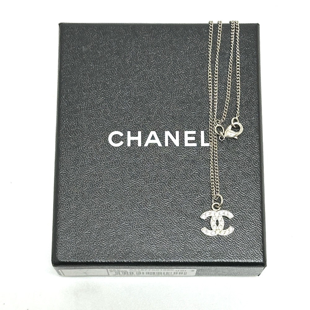 CHANEL Necklace metal white B10V COCO Mark rhinestone Women Used Authentic