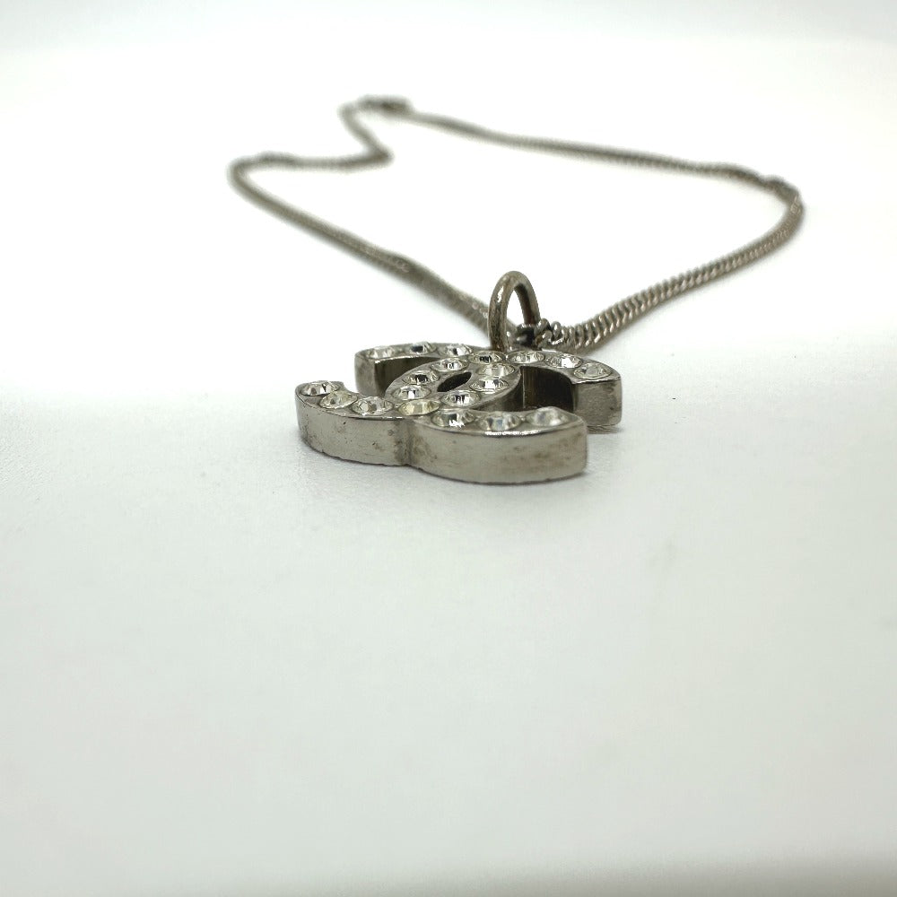 CHANEL Necklace metal white B10V COCO Mark rhinestone Women Used Authentic