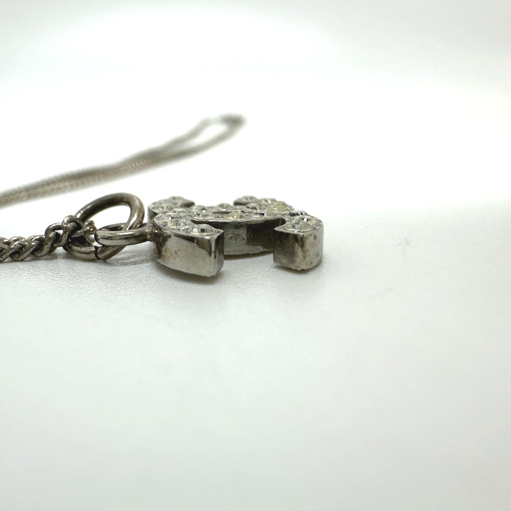 CHANEL Necklace metal white B10V COCO Mark rhinestone Women Used Authentic