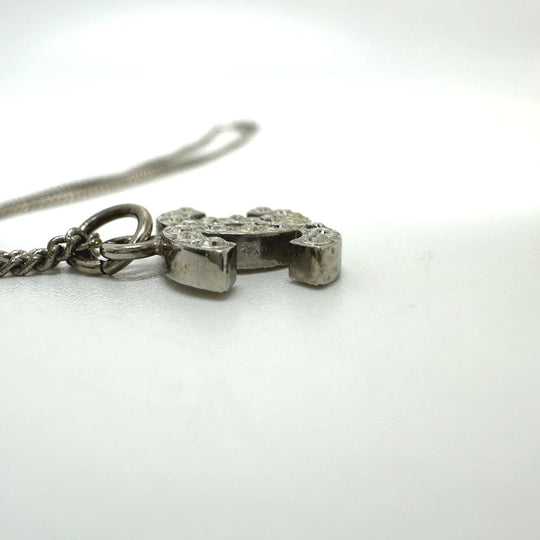 CHANEL Necklace metal white B10V COCO Mark rhinestone Women Used Authentic