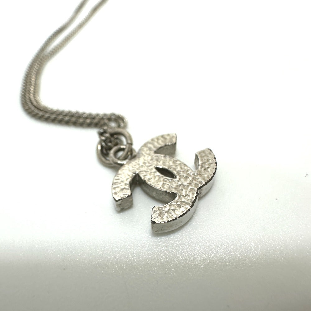 CHANEL Necklace metal white B10V COCO Mark rhinestone Women Used Authentic