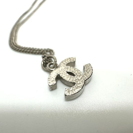 CHANEL Necklace metal white B10V COCO Mark rhinestone Women Used Authentic