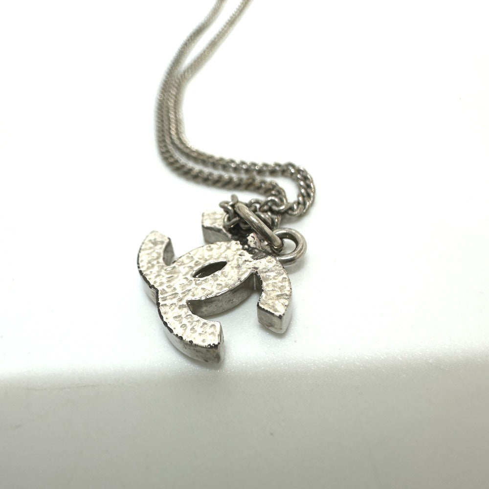 CHANEL Necklace metal white B10V COCO Mark rhinestone Women Used Authentic