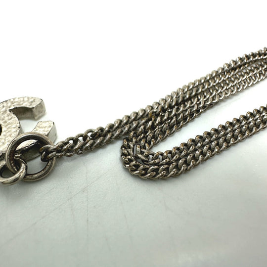 CHANEL Necklace metal white B10V COCO Mark rhinestone Women Used Authentic