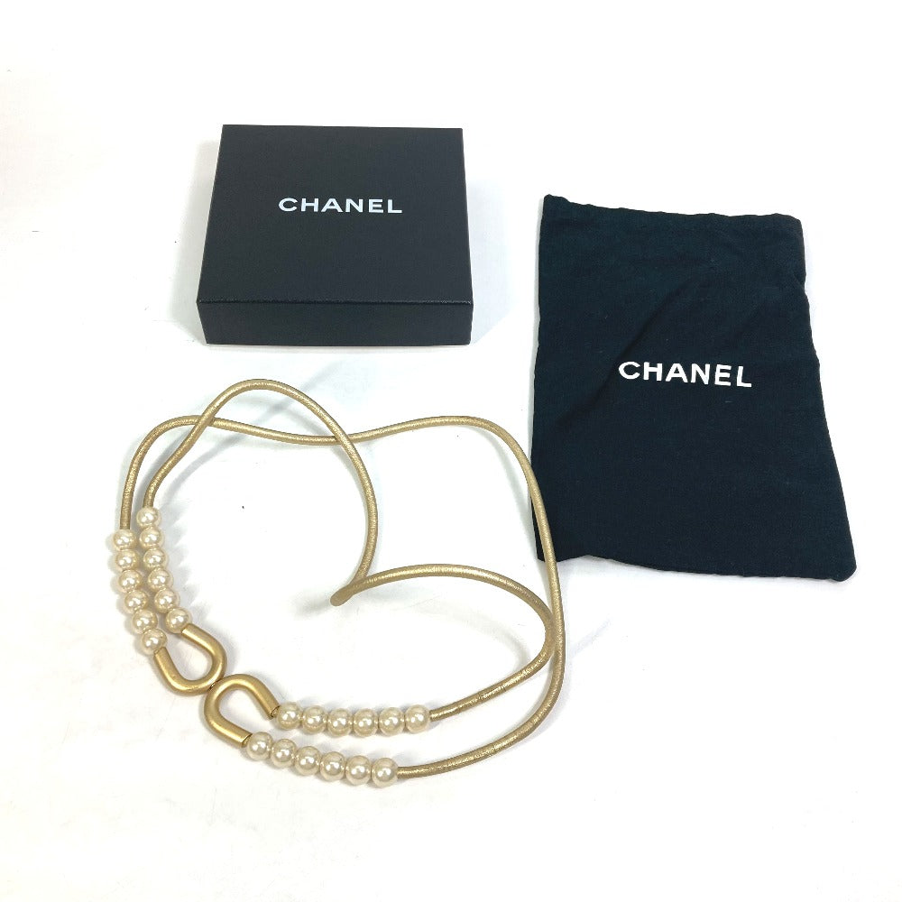 CHANEL belt leather gold 01C Fake pearl Women Used Authentic