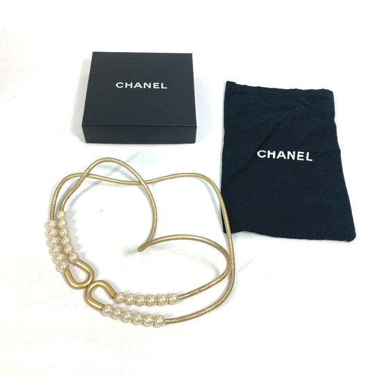 CHANEL belt leather gold 01C Fake pearl Women Used Authentic