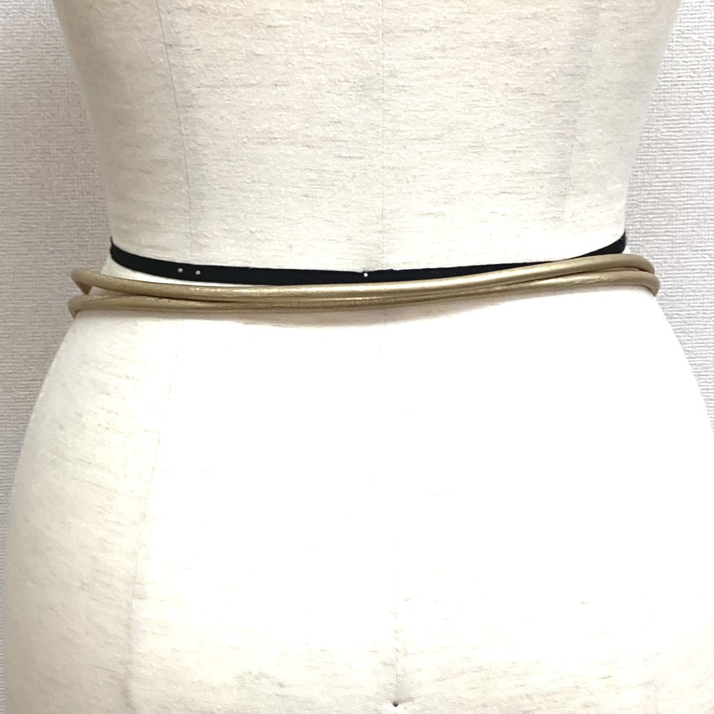 CHANEL belt leather gold 01C Fake pearl Women Used Authentic