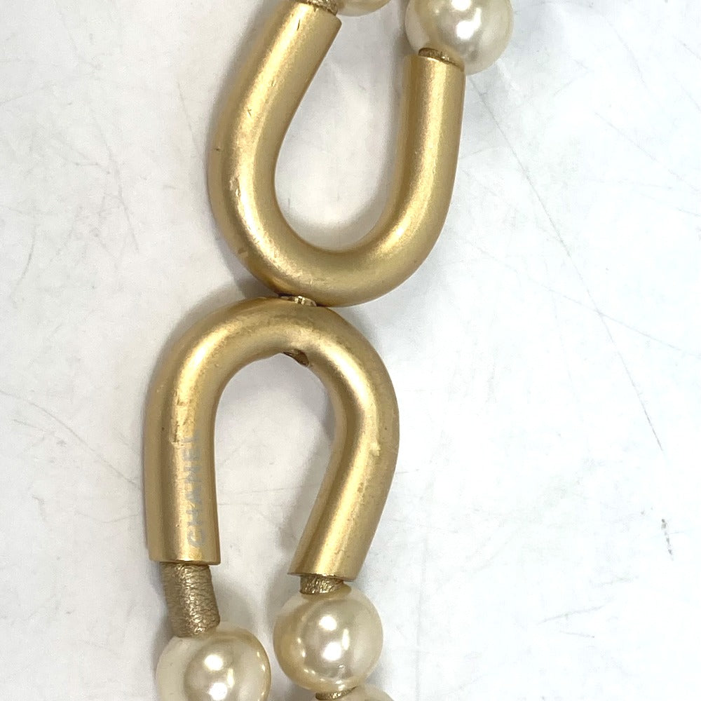 CHANEL belt leather gold 01C Fake pearl Women Used Authentic