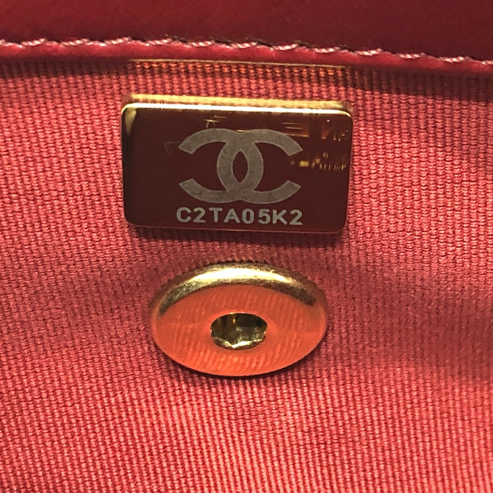 CHANEL Shoulder Bag lambskin Red COCO Mark Matrasse