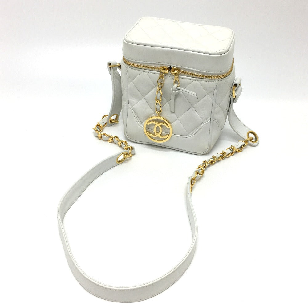 CHANEL Shoulder Bag lambskin white CC COCO Mark Matrasse Women Used Authentic