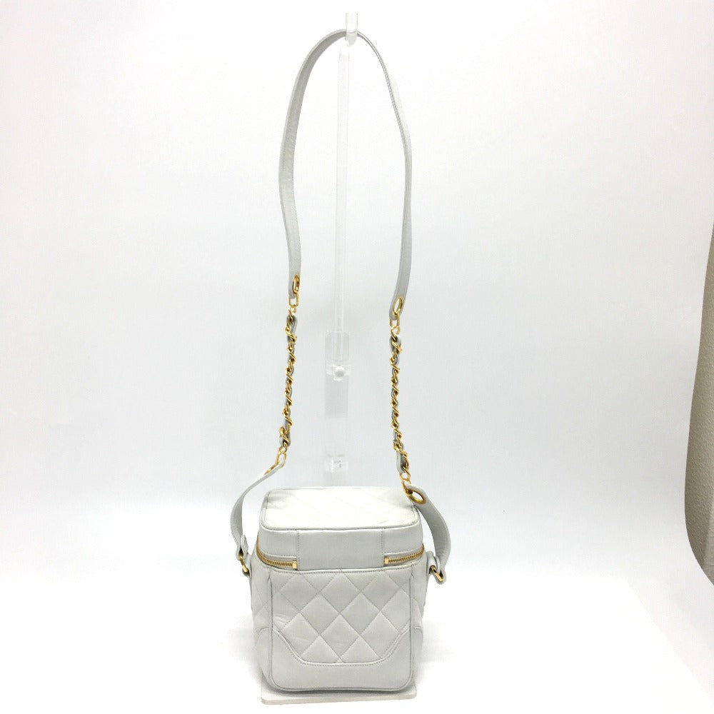 CHANEL Shoulder Bag lambskin white CC COCO Mark Matrasse Women Used Authentic