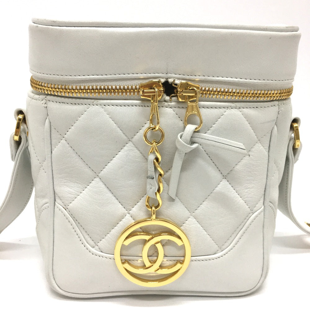 CHANEL Shoulder Bag lambskin white CC COCO Mark Matrasse Women Used Authentic