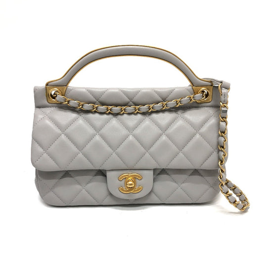 CHANEL Shoulder Bag lambskin gray Handbag Matrasse