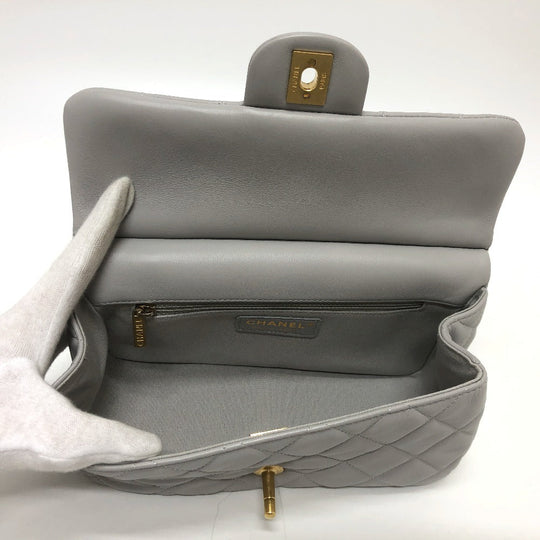 CHANEL Shoulder Bag lambskin gray Handbag Matrasse