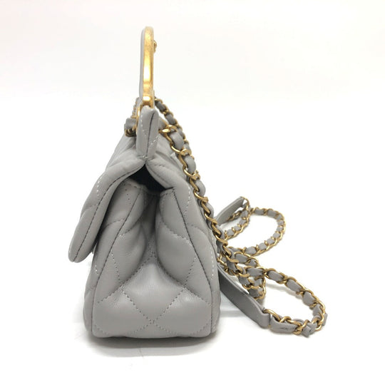 CHANEL Shoulder Bag lambskin gray Handbag Matrasse