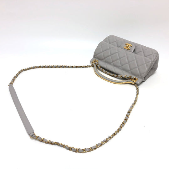 CHANEL Shoulder Bag lambskin gray Handbag Matrasse