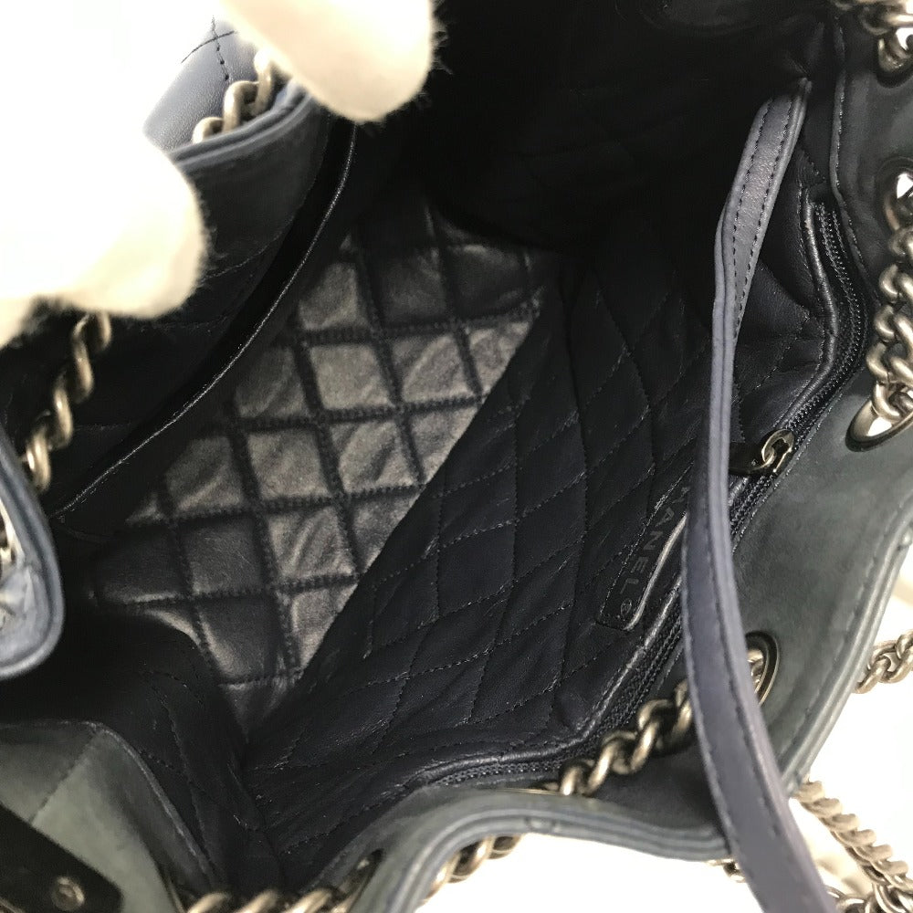 CHANEL Shoulder Bag leather blue Shoulder Matelasse CC COCO Mark Chain Women Used Authentic